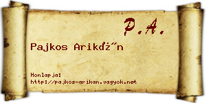 Pajkos Arikán névjegykártya